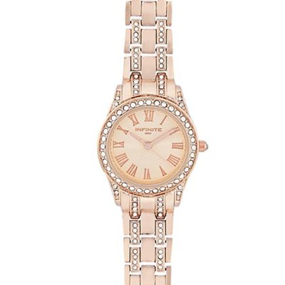 Ladies rose gold crystal watch
